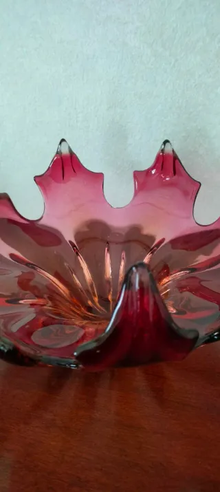 Centrotavola vintage vetro foglia