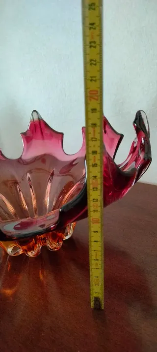 Centrotavola vintage vetro foglia