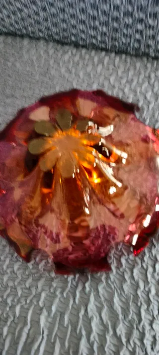 Centrotavola vintage vetro foglia