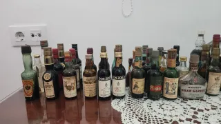 Lotto di antiche bottiglie di liquore e vino