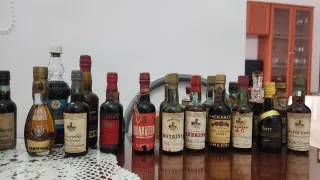 Lotto di antiche bottiglie di liquore e vino