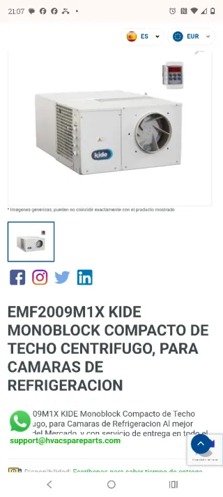 Equipo frío cámara compacto.