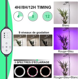 Lámpara LED plantas 2 cabezales espectro completo