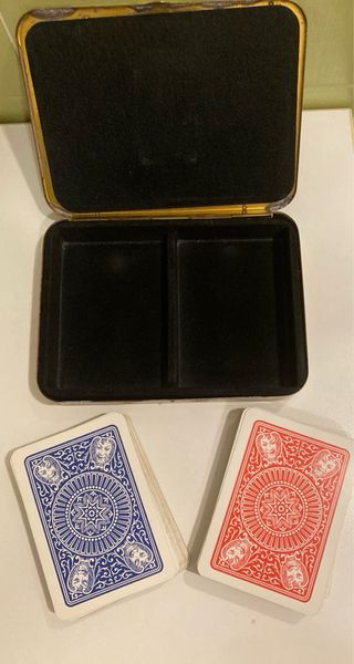 Set 2 mazzi carte Modiano scatola Ottone