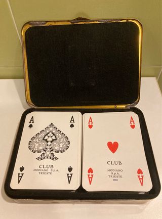 Set 2 mazzi carte Modiano scatola Ottone