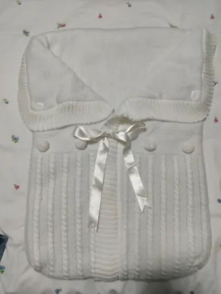 Saco para cochecito de bebé punto blanco