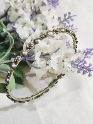 Pulsera vintage diseño floral de plata