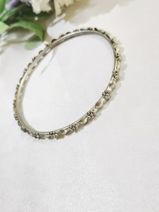 Pulsera vintage diseño floral de plata