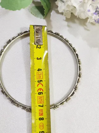 Pulsera vintage diseño floral de plata