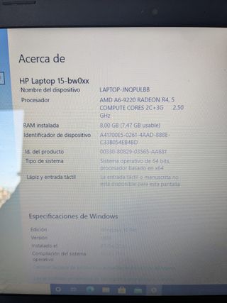 Portátil HP 15-bw017ns Blanco