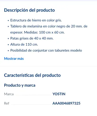 Mesa alta bar con 3 taburetes