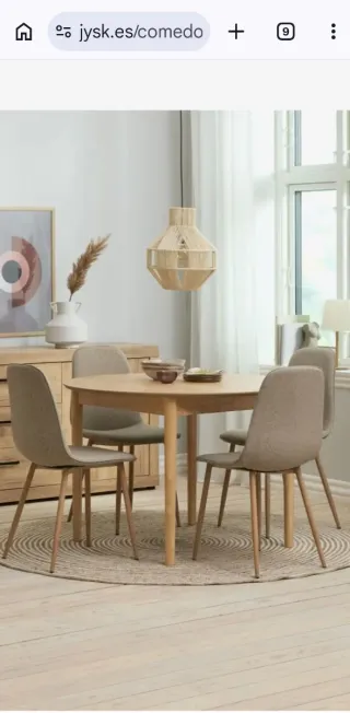 4 Sillas Comedor BISTRUP color Arena/Roble