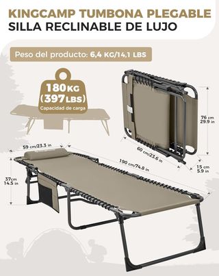Tumbona plegable KingCamp 5 posiciones