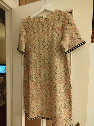 Vestido tweed perlas