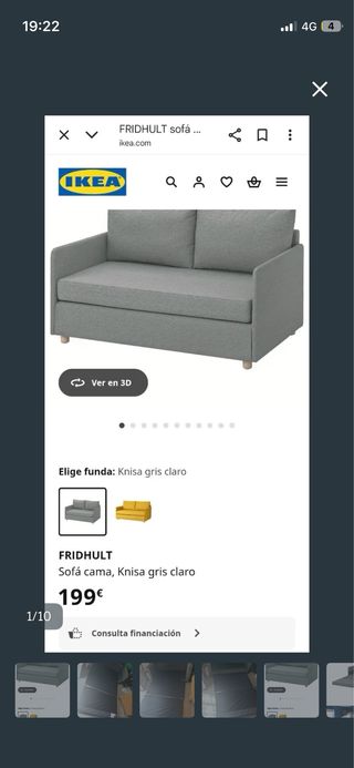 Sofá cama gris tela restaurado