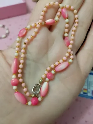 Collana madreperla rosa e oro