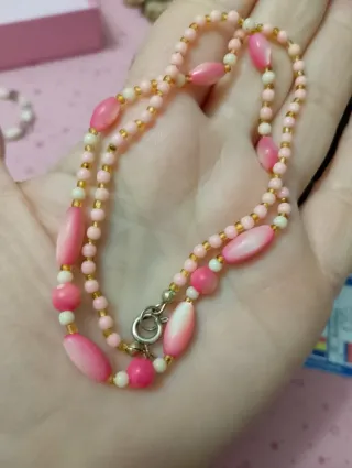 Collana madreperla rosa e oro