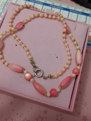 Collana madreperla rosa e oro