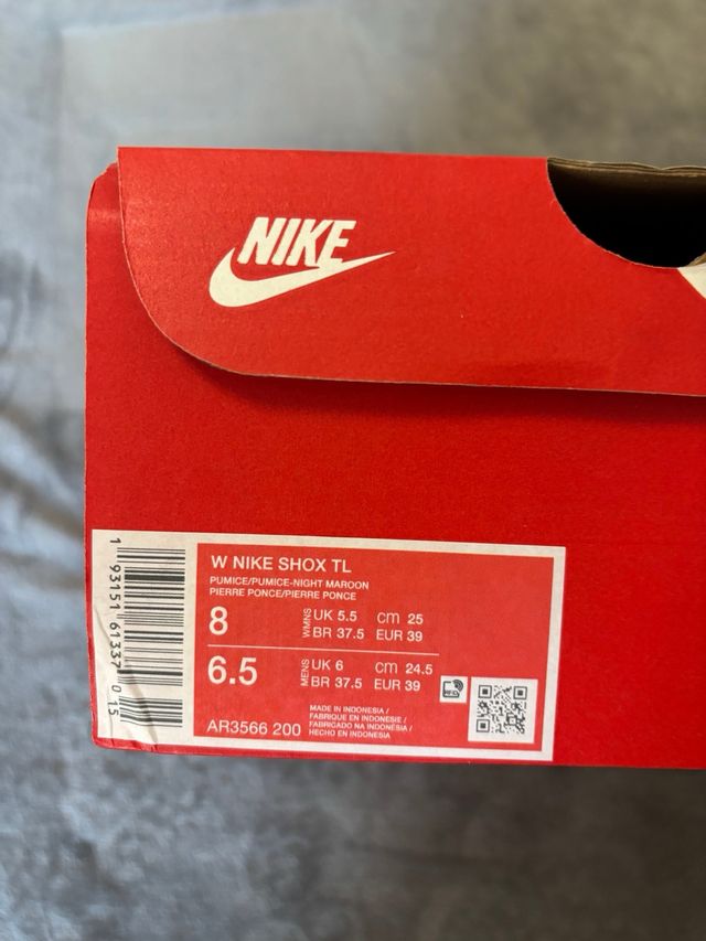 Nike Shox TL Pumice Black Maroon T 39 New