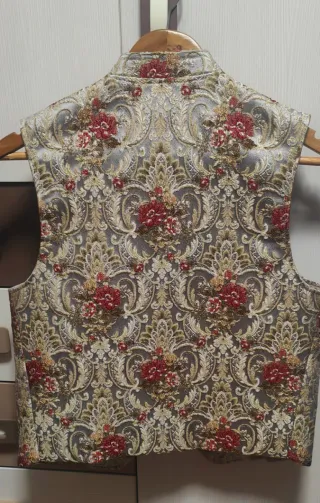 Chaleco Fallero Brocado Dorado y Rojo