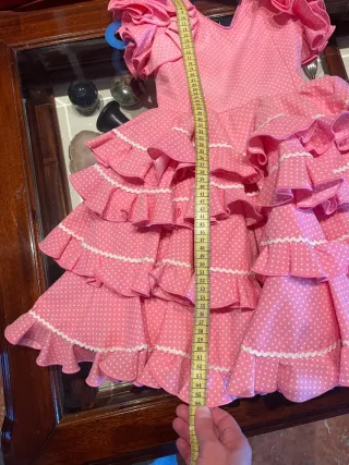 Traje Flamenca Niña Rosa Lunares 2-3 Años