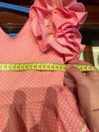 Traje Flamenca Niña Rosa Lunares 2-3 Años