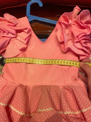 Traje Flamenca Niña Rosa Lunares 2-3 Años