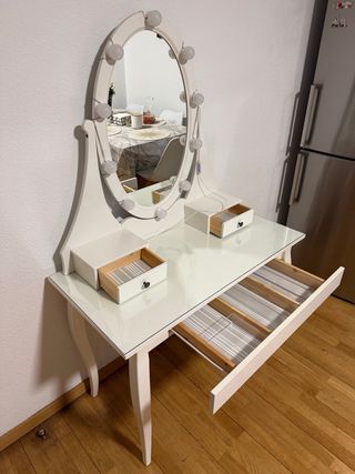 Tocador Blanco con Espejo y Luces LED incorporadas