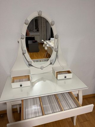 Tocador Blanco con Espejo y Luces LED incorporadas