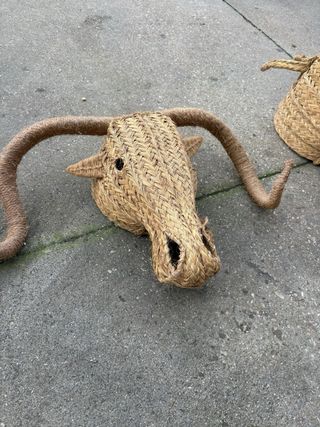 Adorno pared cabeza elefante mimbre