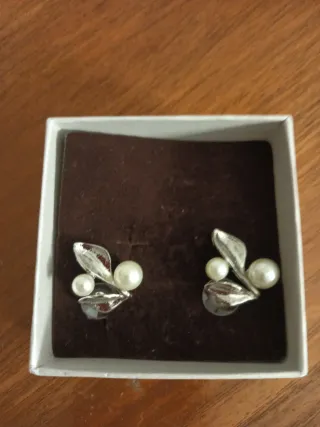 Pendientes plata y perla