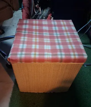 Baúl asiento mimbre y yute