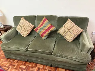 Sofá 3 plazas verde terciopelo