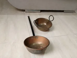 Salten y perol de cobre vintage