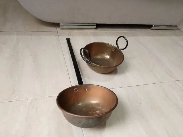 Salten y perol de cobre vintage