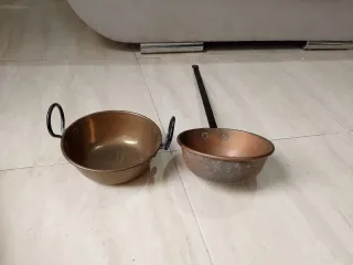 Salten y perol de cobre vintage