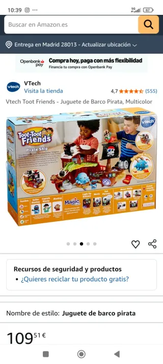 Barco Pirata Vtech Toot Toot Friends