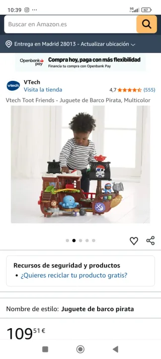 Barco Pirata Vtech Toot Toot Friends