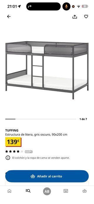 Litera Ikea TUFFING gris oscuro