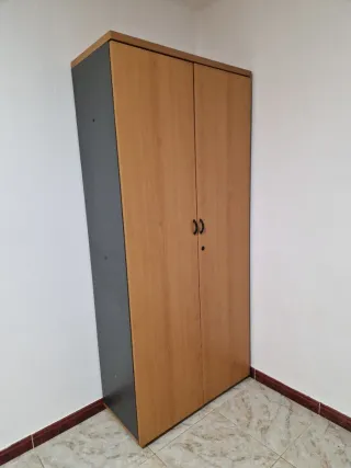 Armario de oficina madera y gris