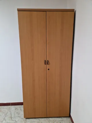 Armario de oficina madera y gris