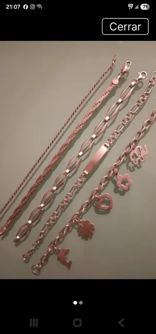 Lote 5 Pulseras Plata Ley 925 Nuevas