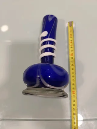 Jarrón Murano Azul y Blanco Vidrio