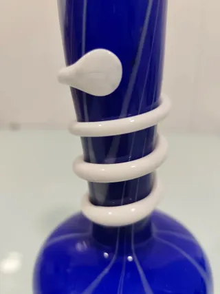 Jarrón Murano Azul y Blanco Vidrio