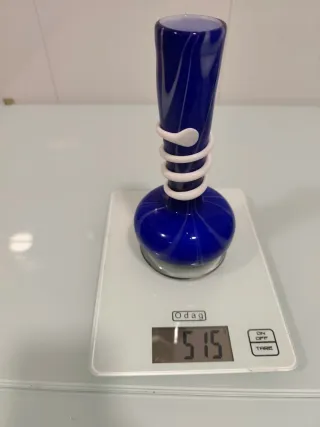 Jarrón Murano Azul y Blanco Vidrio