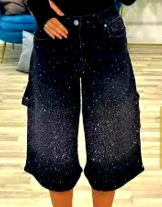 Bermuda Jorts Denim Baggy Glitter