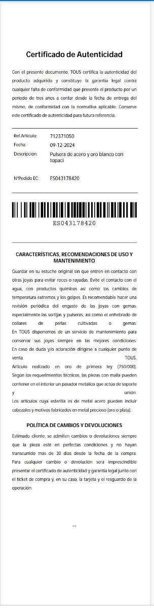 Pulsera Eklat Tous en Acero,Oro Blanco y Topacios