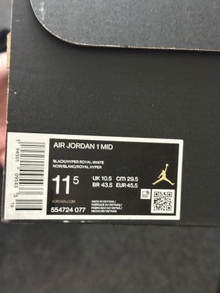 Nike Jordan 1 Mid Nero Blu 45.5