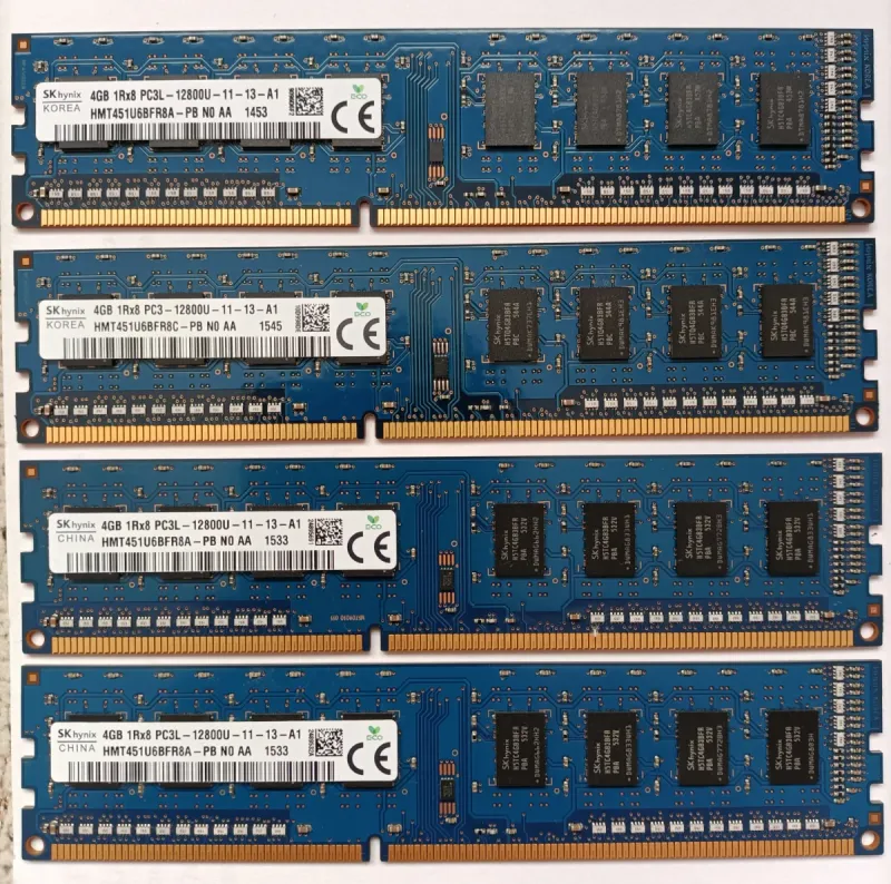16Gb.4x SK hynix 4GB DDR3 PC3L-12800U Memorias RAM