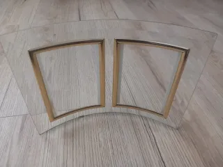 Marco doble fotos cristal dorado